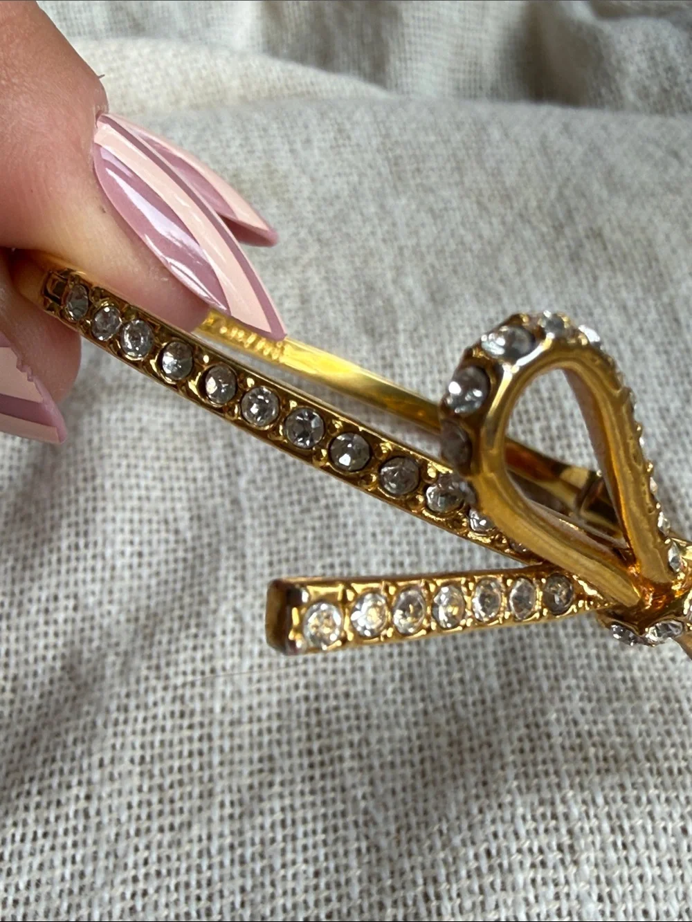 Kate Spade Gold Bow Crystal Hinged Bangle Bracelet
